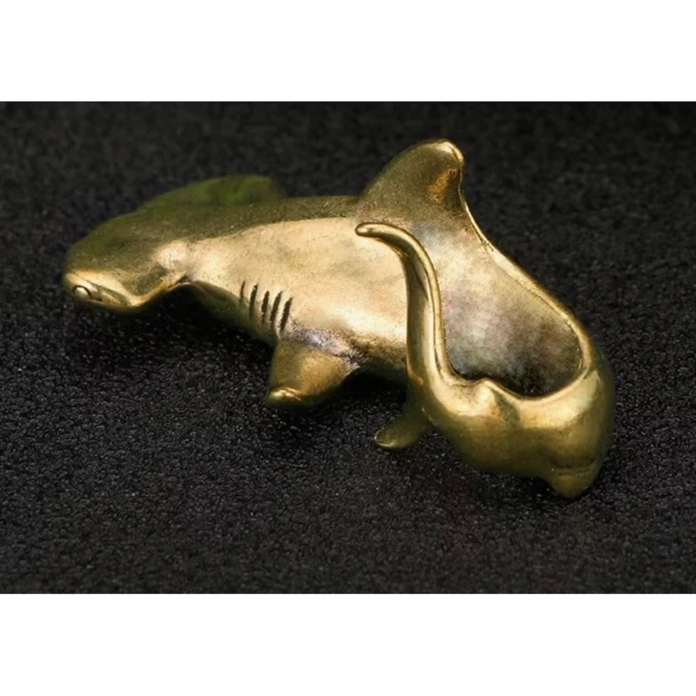Brass Hammerhead Shark Figurine Gold Brass Miniature New